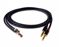 KLOTZ ALPP003 инсертный кабель 2 RCA папа х 2 Jack mono, позолоченные контакты, кабель AC106, чёрный, длина 0,3 м